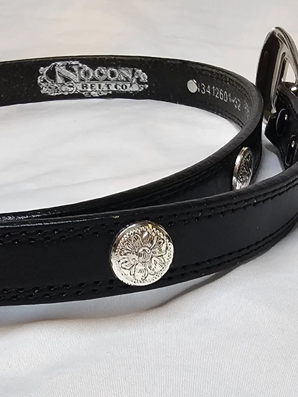 Nocona Women’s Black Leather Western Concho Belt Size 32
